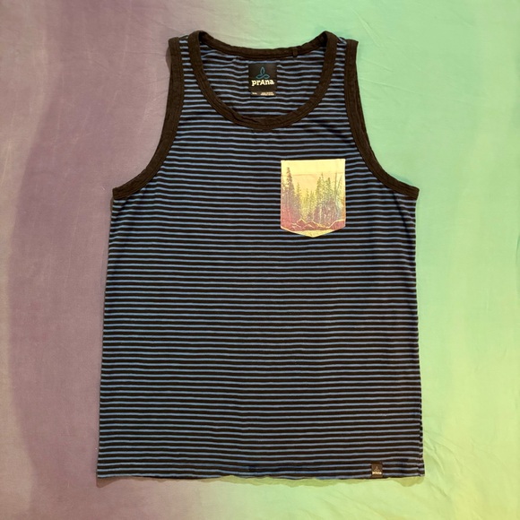 Prana Other - Prana Striped‎ Men’s Tank with contrasting Scenic Pocket Detail